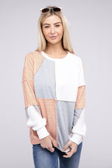 Shop Women's Colorblock Drop Long Sleeve Tee | USA Boutique Online, Tops, USA Boutique