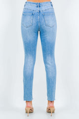 Blue High Waist Slightly Stretchy Destroyed Jeans, American Bazi, A Moment Of Now