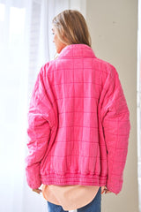 Shop Washed Soft Comfy Quilting Zip Closure Jacket For Women, Jackets, USA Boutique