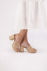 ZAFER-Nat Beige Heels Mules Sandals