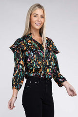 Multicolor Print Ruffle Blouse, Nuvi Apparel, $ 45.95