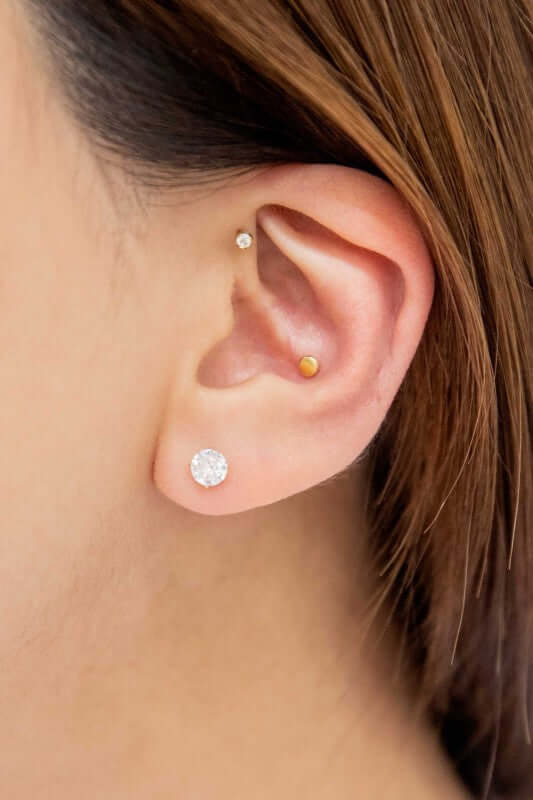 Classic 14K Gold Plated Stone Stud Earrings, Earrings, $ 18.00, A Moment Of Now™