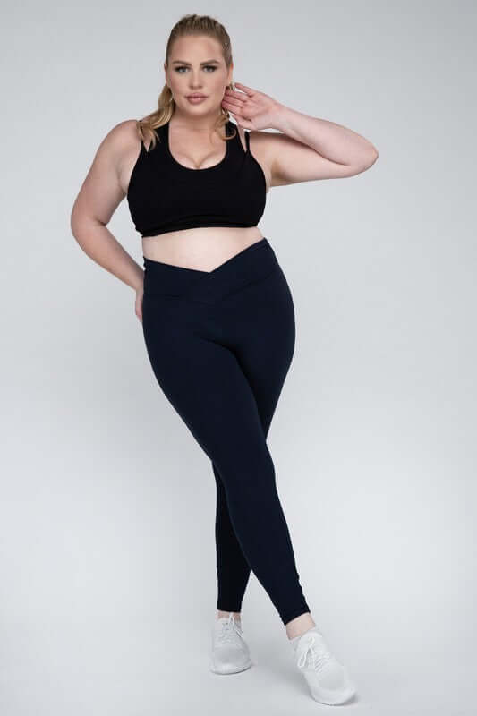 Shop Women's Plus Size V Waist Full Length Leggings | Boutique Activewear, Leggings, USA Boutique