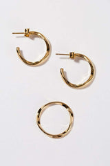 Shop Ripple Gold Plated Ring & Earrings Set | Women's Boutique Jewelry, jewelry Sets, USA Boutique