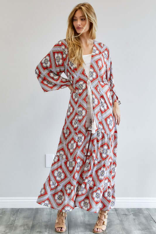 Printed Long Sleeve Loose Kimono, Davi & Dani, $ 60.95