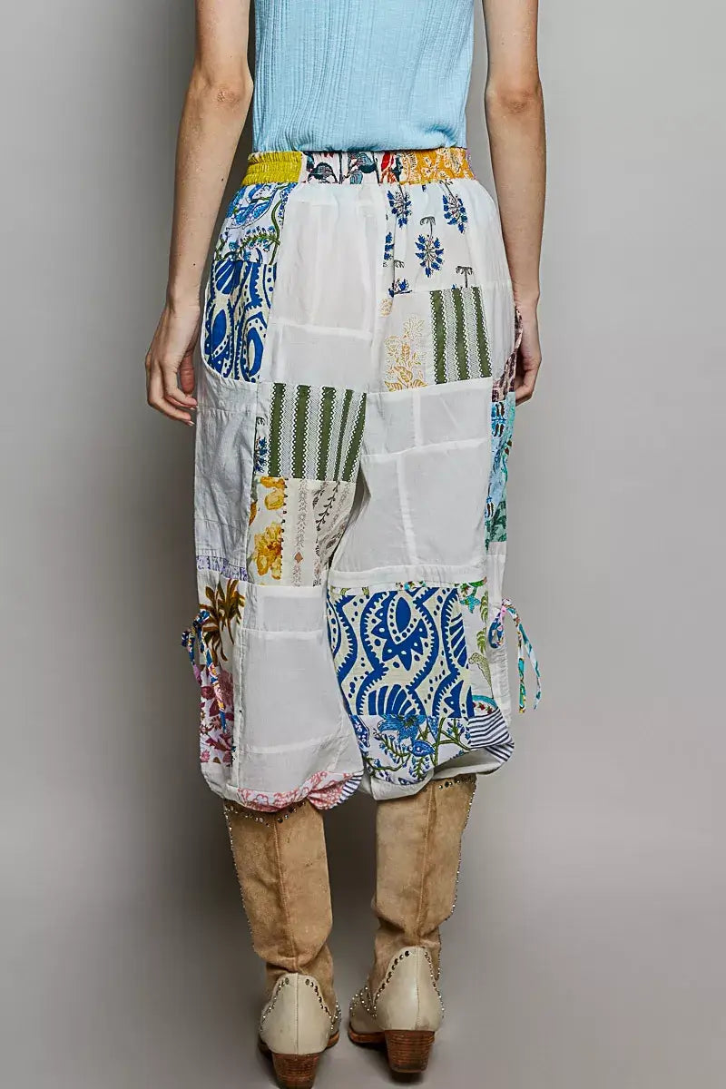 Ivory Printed Patchwork Wide Leg Pants Boho Fashion, Pants, $ 65.00, A Moment Of Now™