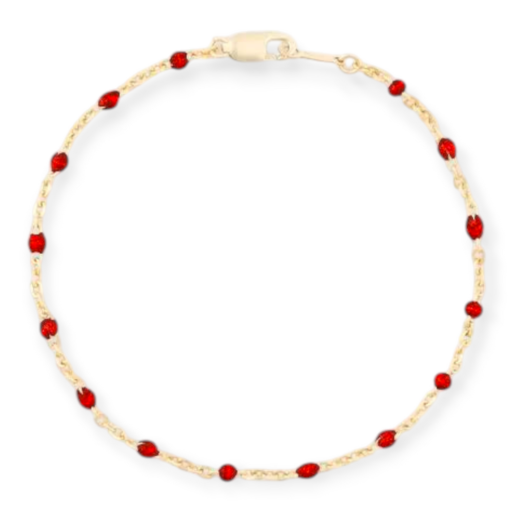 Red Daisy Bracelet | 14K Gold Filled Enamel Chain, Bracelets, $ 52.00, A Moment Of Now™