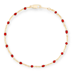 Red Daisy Bracelet | 14K Gold Filled Enamel Chain, Bracelets, $ 52.00, A Moment Of Now™
