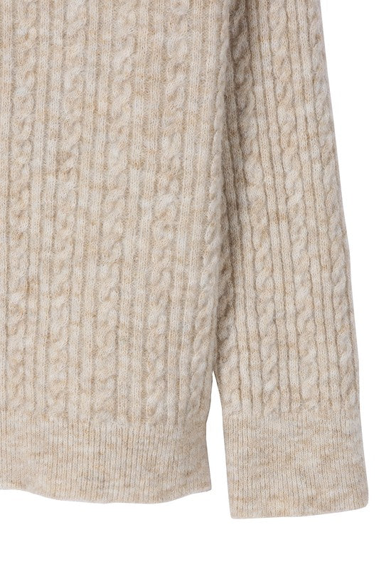 Shop Women's Beige Oversize Cable Sweater | Boutique Clothing, Sweaters, USA Boutique