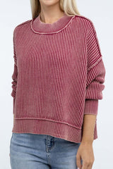 Washed Side Slit Oversized Cropped Sweater, ZENANA, $ 55.00