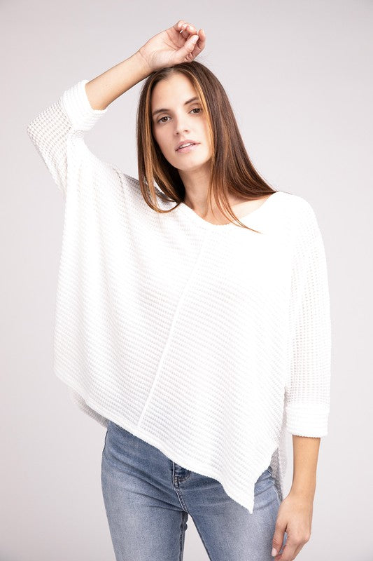 Shop 3/4 Sleeve V-Neck Hi-Low Hem Jacquard Sweater For Women, Sweaters, USA Boutique