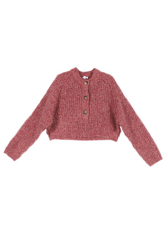 Melange Cropped Sweater Top - Trendy Style Essentials, Sweaters, $ 55.00, A Moment Of Now™