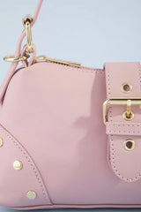 Studded Saffiano Buckle Strap Shoulder Bag | Boutique In USA, Shoulder Bags, $ 33.00, A Moment Of Now™