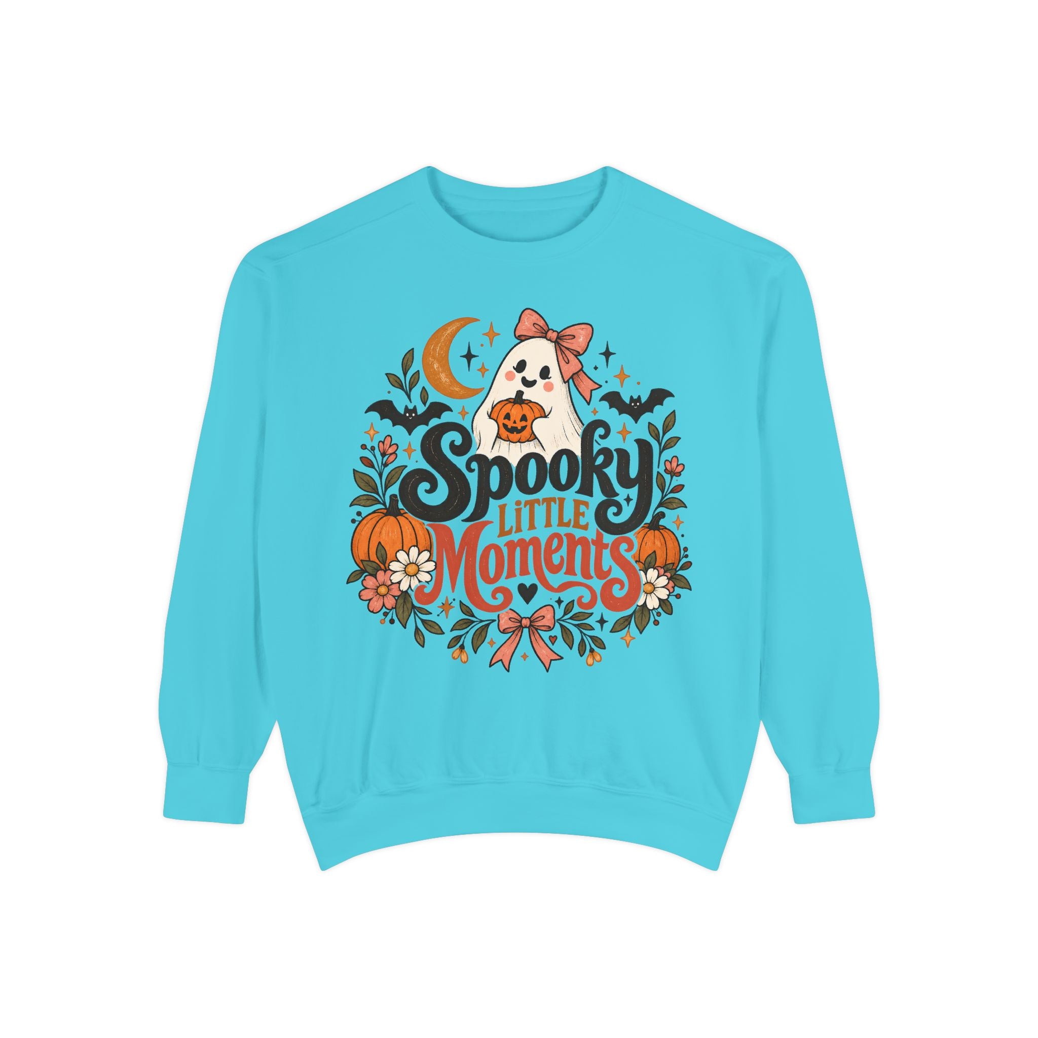 Cute ghost pumpkin and bat Halloween sweatshirt product view