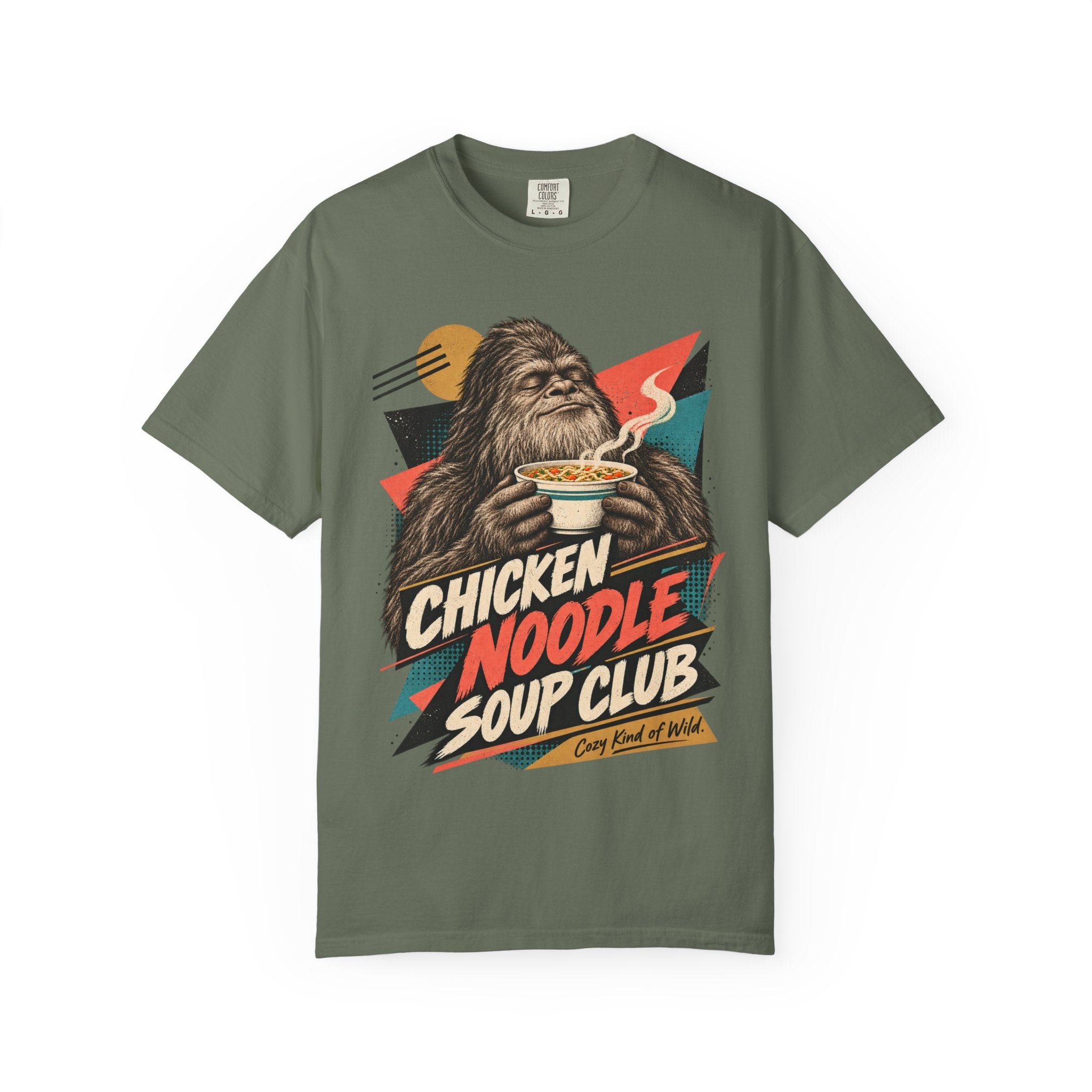Chicken Noodle Soup Club Bigfoot T-Shirt | Retro Soup Lover Tee