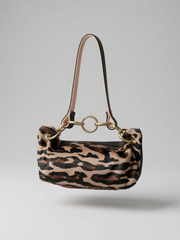 Baby Blair Shoulder Bag, Leopard Print Calf Hair-Black Leather