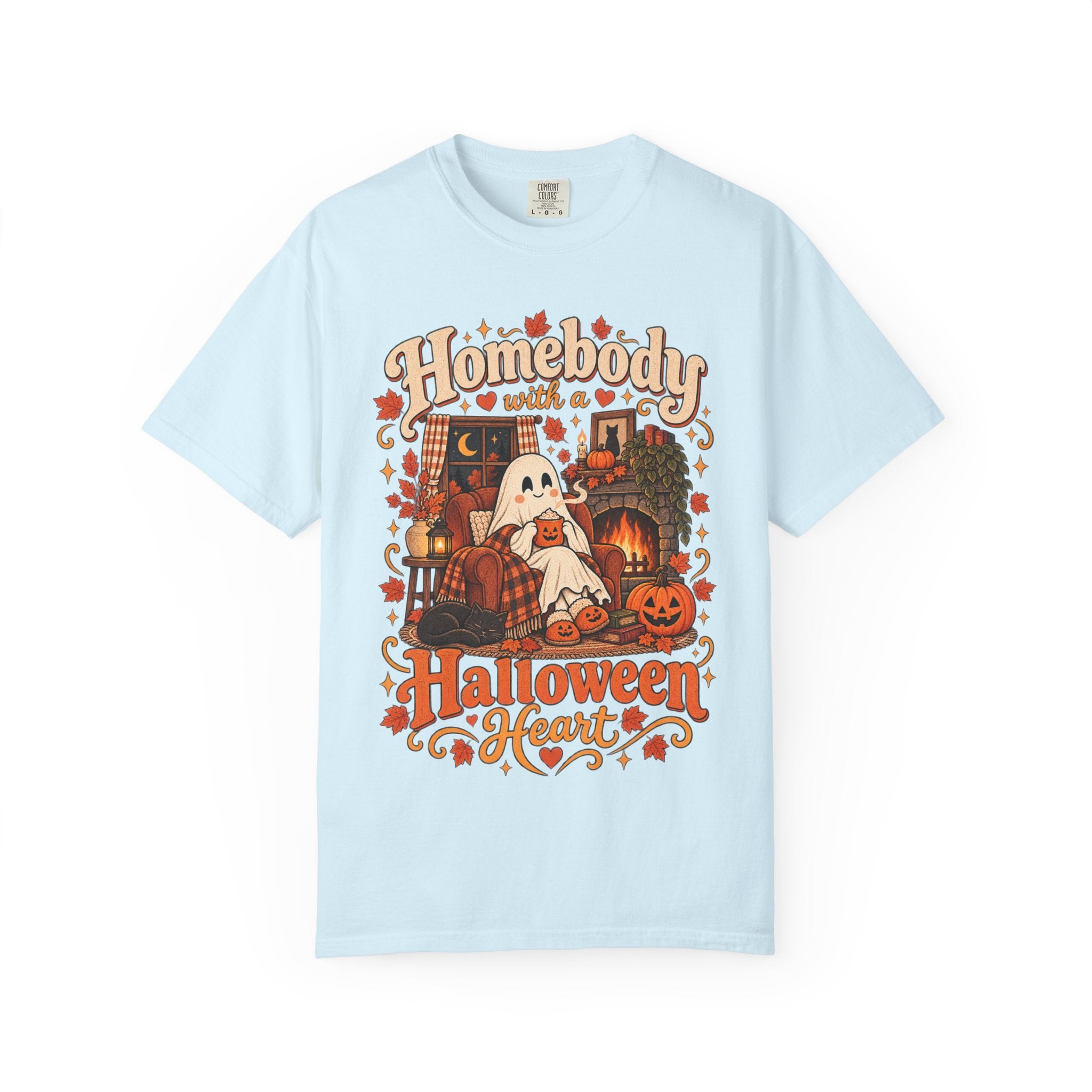 Homebody Halloween Heart T-shirt with ghost and pumpkin graphic product photo 25