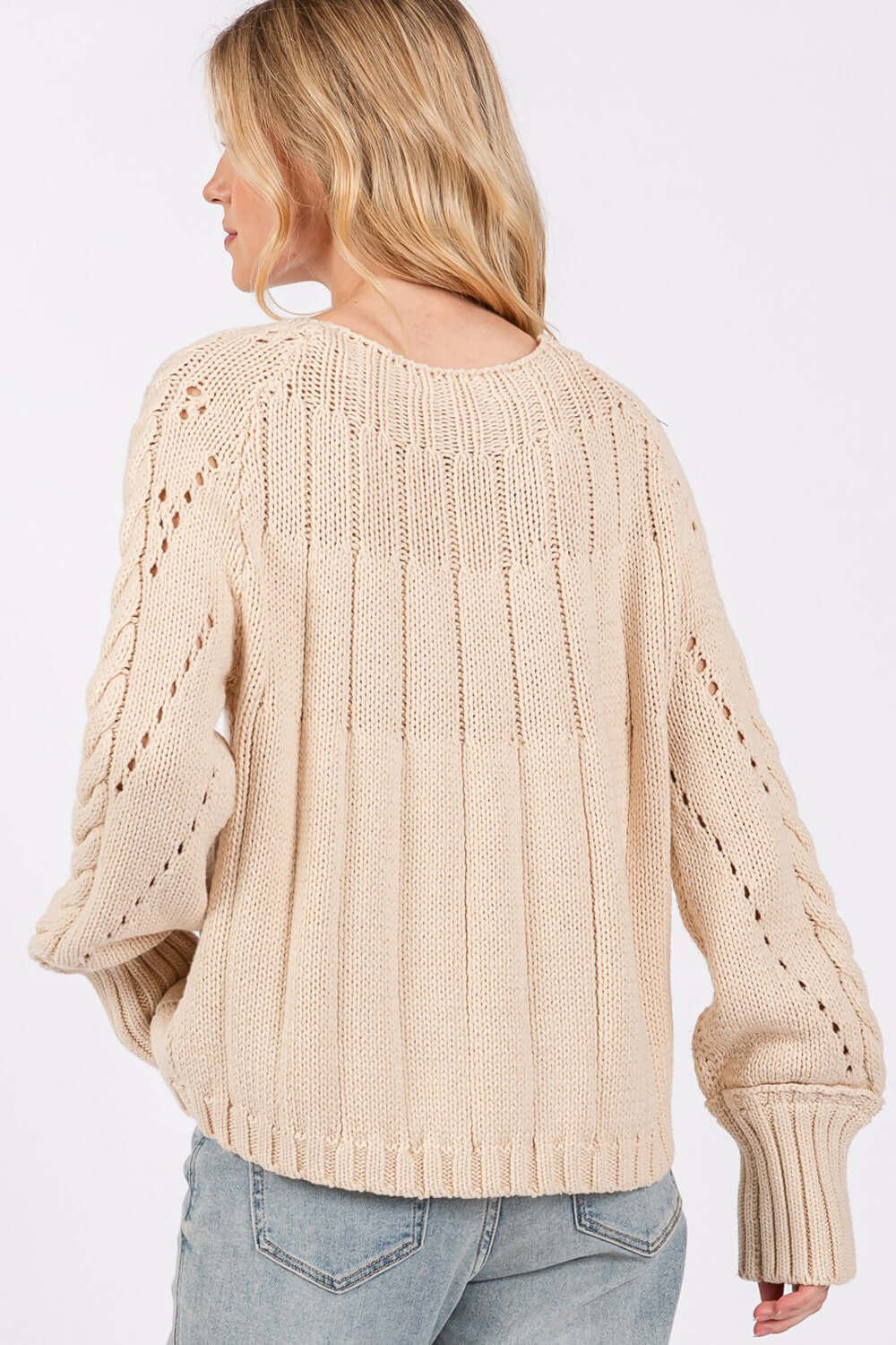 Women's Sandstone Beige Cable-Knit Sweater | USA Boutique, SAGE + FIG, $ 57.00