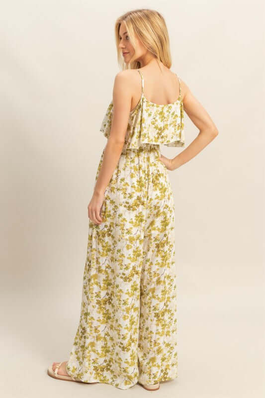 Yellow Green Floral Print Jumpsuit - Stylish Comfort, Jumpsuits, $ 47.00, A Moment Of Now™