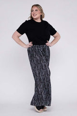 Plus Size Black Stripe Stretchy Drawstring Waist Wide Leg Pants, Nuvi Apparel, $ 35.95