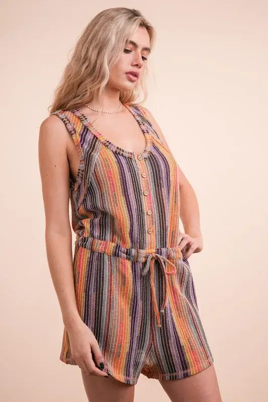 Brick Mix Crochet Multi Color Striped Romper, Rompers, $ 39.00, A Moment Of Now™