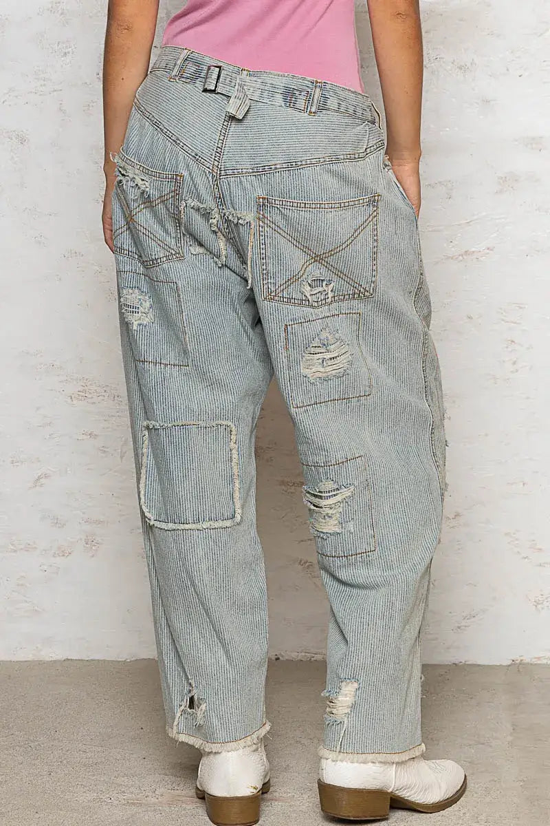Light Blue Distressed Raw Hem Wide Leg Pants Jeans - Chic Style, Jeans, $ 69.00, A Moment Of Now™