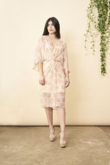 Dancing Umbrellas Twisted Midi Dress in Blush and Rose | Boutique In USA, Wedding Dress, $ 180.00, A Moment Of Now™