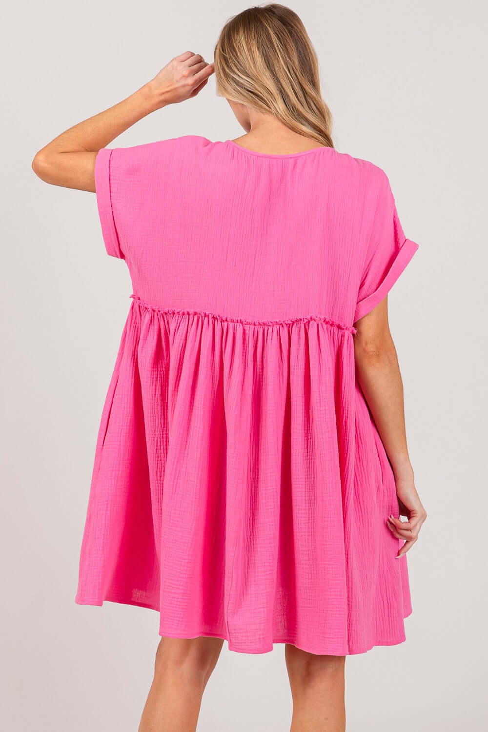 Pink Button Up Short Sleeve Dress - Chic & Versatile Style, Dresses, $ 45.00, A Moment Of Now™