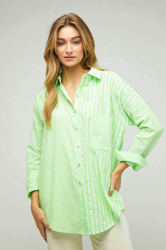 Stripe Button Down Long Sleeve Shirt, Davi & Dani, $ 55.00