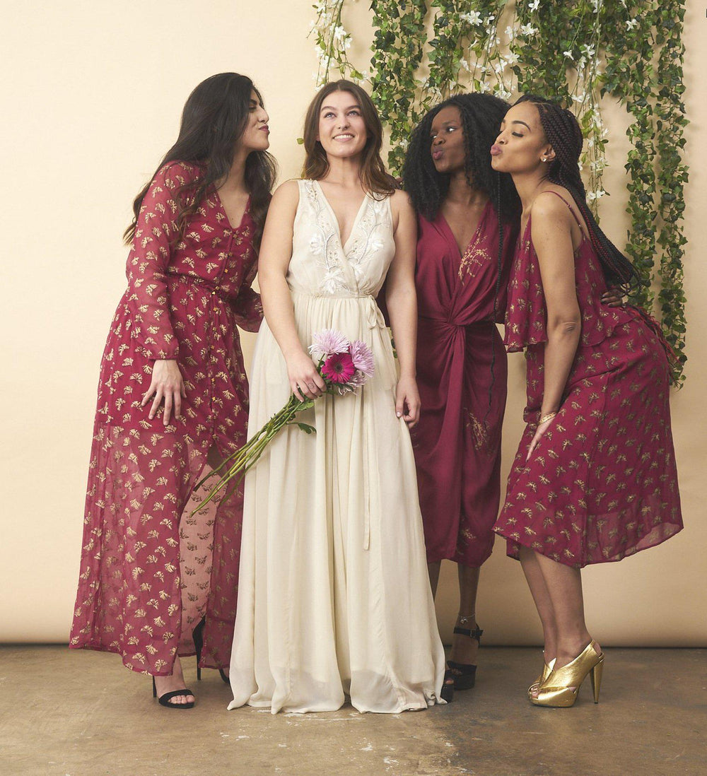 Floral Embroidered Wedding Dress in Cream + Silver | Boutique In USA, Wedding Dress, $ 528.00, A Moment Of Now™