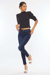 All Dark Blue Mid Rise Basic Super Skinny Jeans