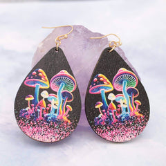 Neon Magic Wood Mushroom Print Earring, Accessories, $ 14.00, A Moment Of Now™