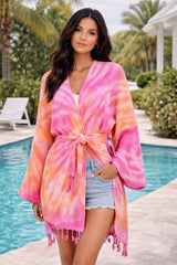 Unisex Waffle Cotton Robe Orange/Pink | Bath & Beach, Robes, $ 80.00, A Moment Of Now™
