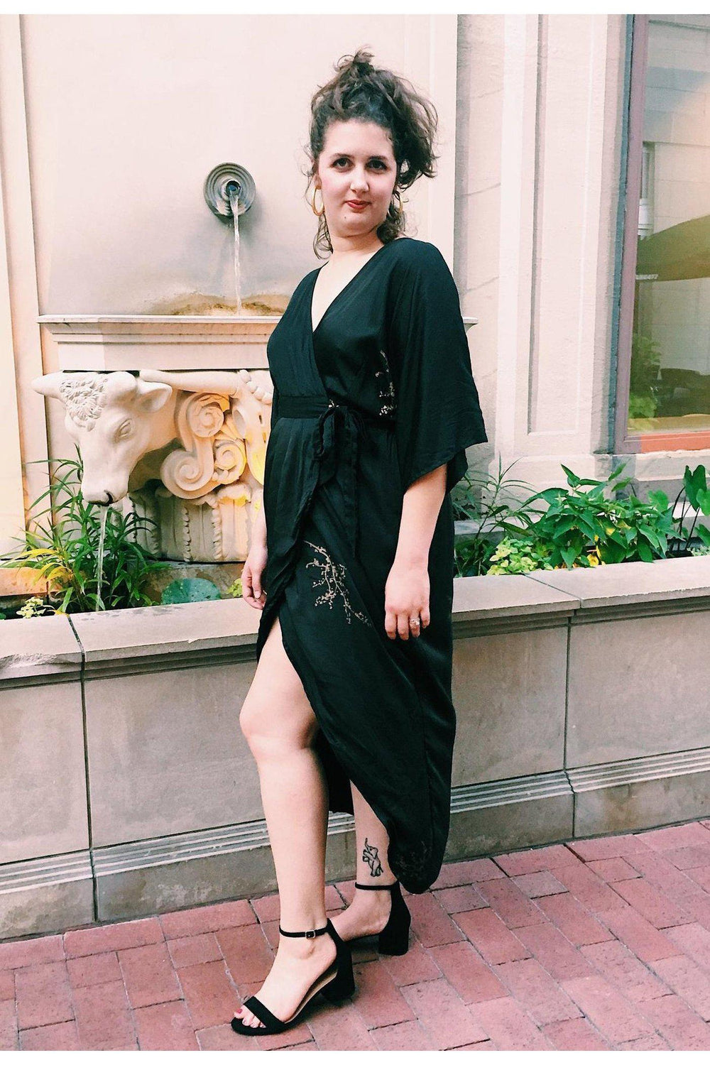 Cherry Blossom Maxi Wrap in Black + Gold | Boutique In USA, Dresses, $ 180.00, A Moment Of Now™
