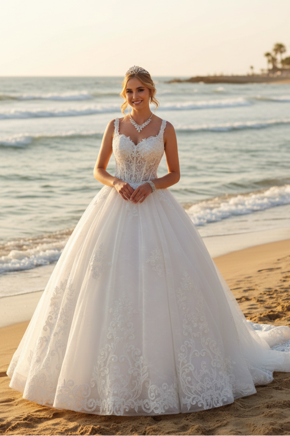 DeKlaire Bridal 489 Wedding Dress V-Neck A-Line Ball Gown