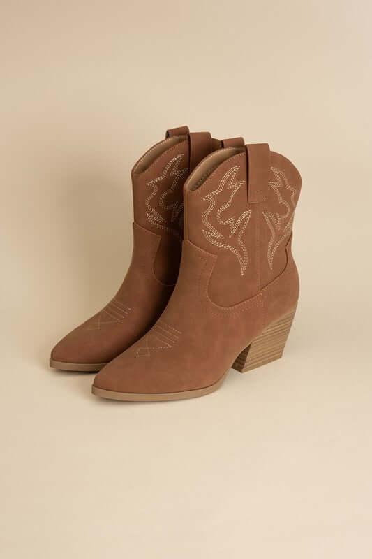 Blazing-S Western Cowgirl Embroidery Ankle Boots