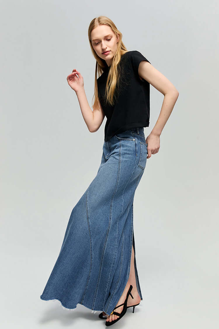 Ocean Wave Denim Skirt HJ821, , $ 118.00, A Moment Of Now™