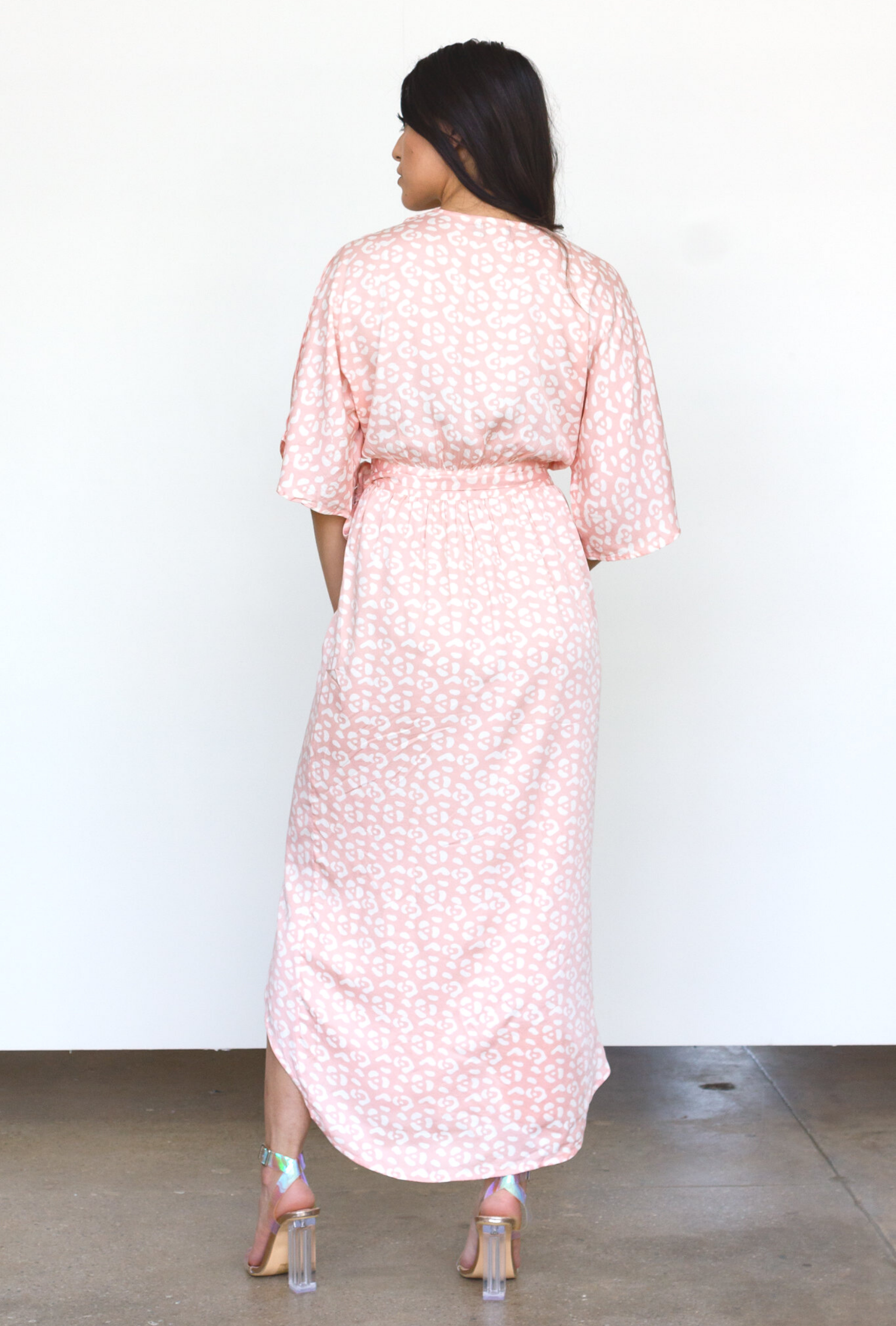 Leopard Maxi Wrap Dress in Blush + Cream | Boutique In USA, Dresses, $ 180.00, A Moment Of Now™