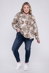 Shop Plus Size Aztec Western Shacket For Women | Boutique Clothing Online, Shackets, USA Boutique
