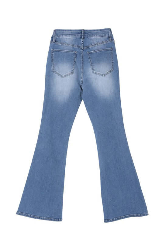 Blue Denim Stretchy Flare Jeans, Lilou, $ 41.95