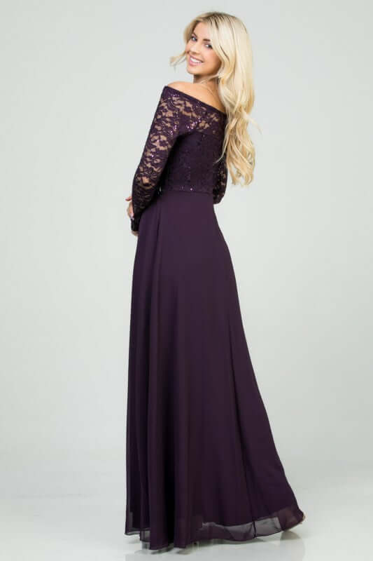Elegant Plus Size Long Lace Sleeve Chiffon Gown, Dresses, $ 126.00, A Moment Of Now™