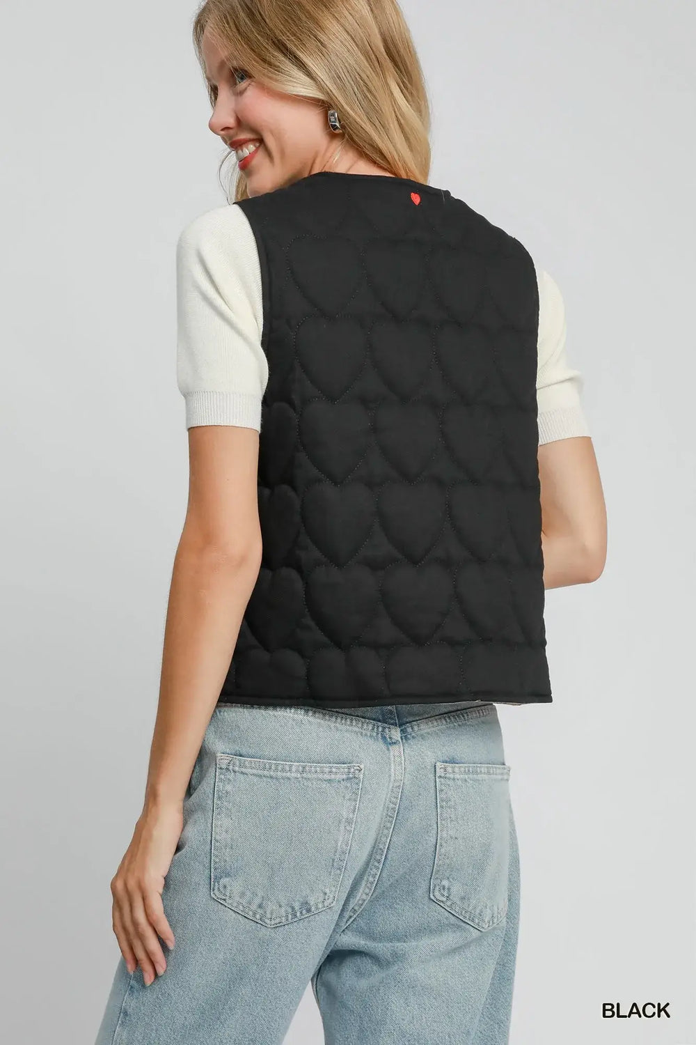 Chic Black Heart Quilted Tie-Front Vest Jacket, Vests Jackets, $ 55.00, A Moment Of Now™