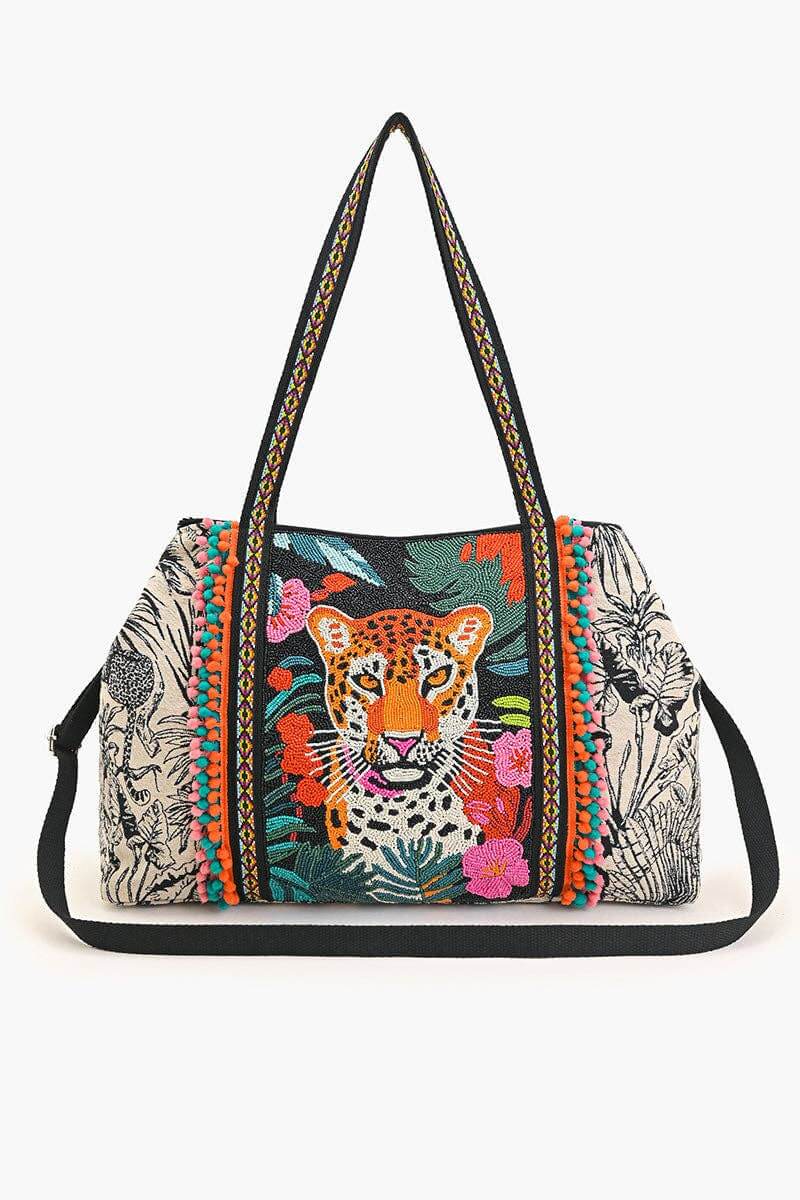 Tropical Leopard Embellished Tote, Accessories, $ 149.00, A Moment Of Now™