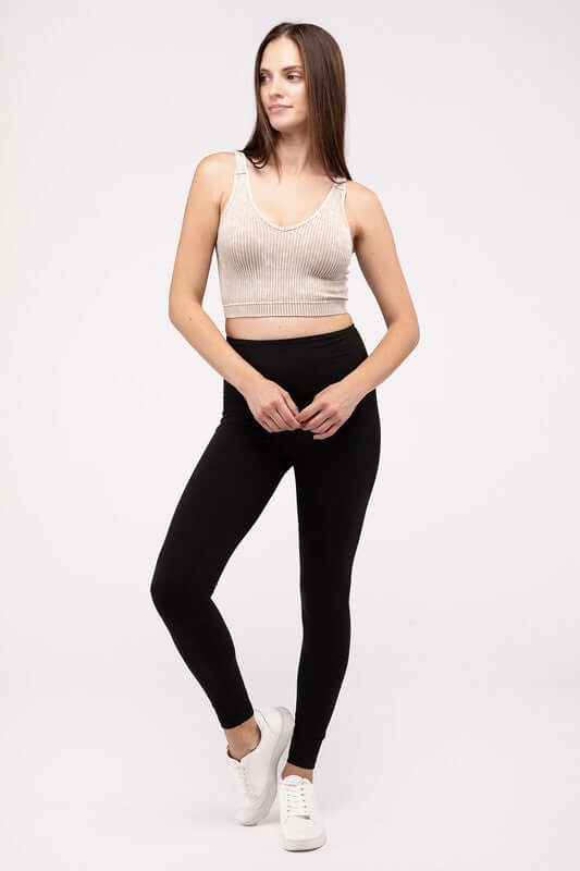 Washed Ribbed Cropped V-Neck Tank Top, ZENANA, $ 25.95