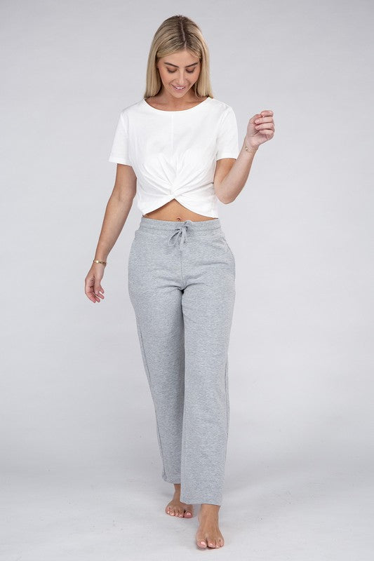 Comfy Relaxed Fit Lounge Wide Pants with Drawstrings