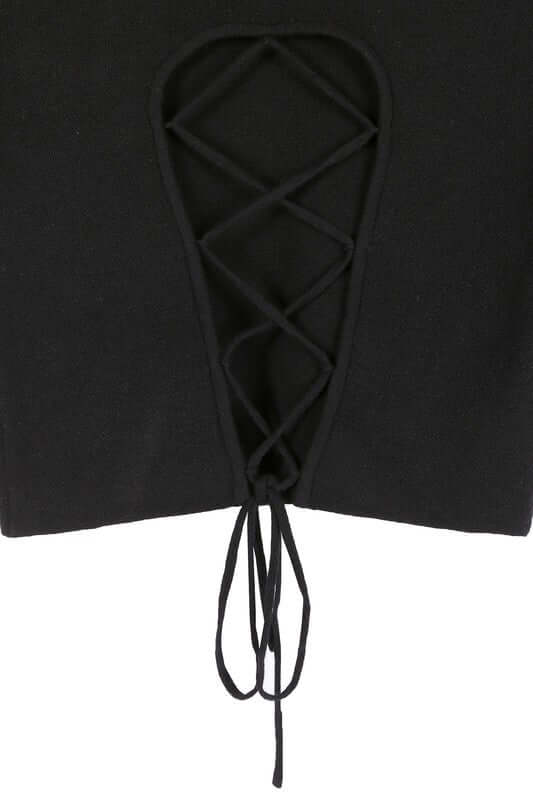 Mock Neck Lace-up Open Back Long Sleeve Top - Chic & Trendy, Tops, $ 47.95, A Moment Of Now™