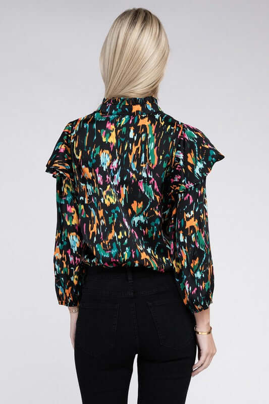 Multicolor Print Ruffle Blouse, Nuvi Apparel, $ 45.95