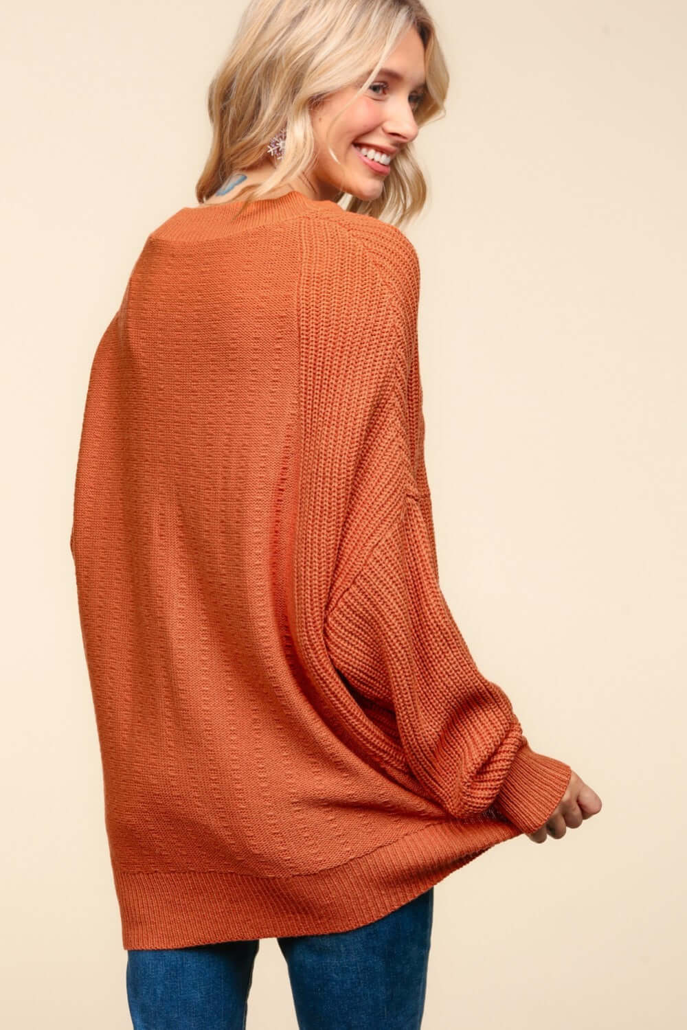 Pumpkin Spice Side Slit Texture Asymmetric Sweater - Cozy Style, Sweaters, $ 45.00, A Moment Of Now™