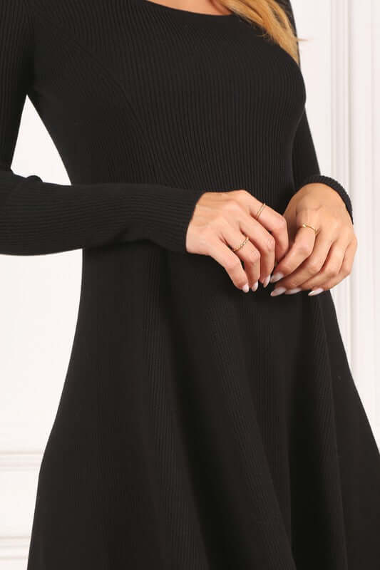 Knitted Fit Long Sleeve Flare Mini Dress - Perfect for Any Occasion, Dresses, $ 51.95, A Moment Of Now™