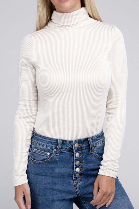 Ribbed Turtle Neck Long Sleeve Top, ZENANA, $ 25.00